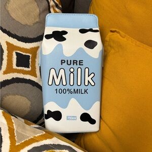 Blue and White Milk Carton Bag